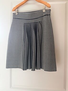 Akris Punto Black & White Gingham Pleated Skirt